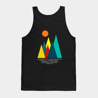 Linear and Colorful Mountains, Minimalist Abstract Nature Art  I Tank Top